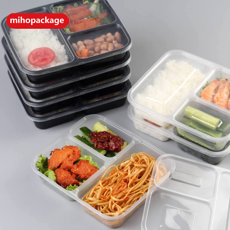 3格可微波炉安全塑料食品打包盒